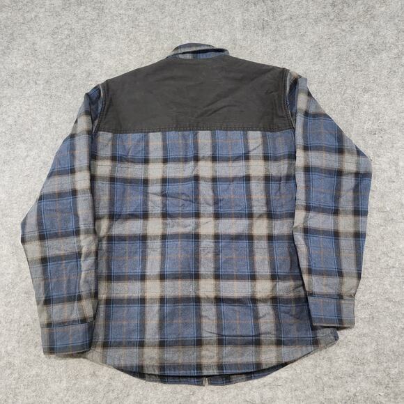 Eddie Bauer Mens L Large Cotton Plaid Flannel Snap Insulated Shacket Jacket - Picture 16 of 16